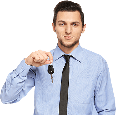 Man holding a car key for rent